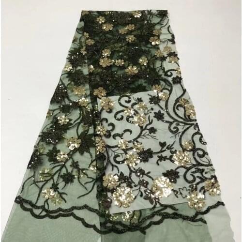 2021 High Quality Sequin Applique Stereoscopic Swiss French Net African Tulle Mesh Lace Fabric For Dress 5yards RL0507
