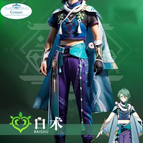 Anime Genshin Impact BaiShu Game Suit Uniform Cosplay Costume Bai Shu Carnival Halloween Party Outfit For Men 2021 New