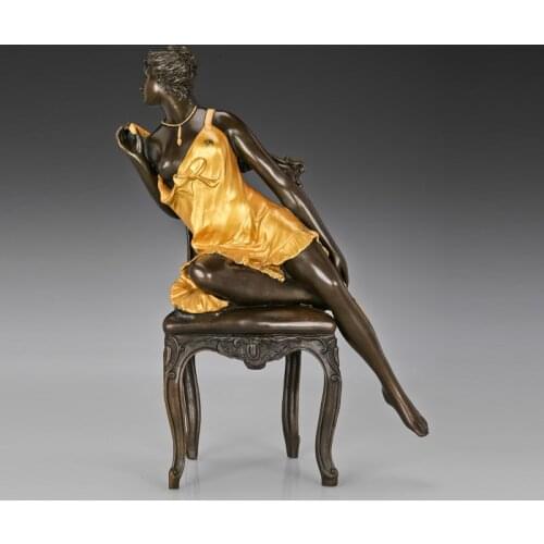 Bronze Sexy Bare Breast Woman Statue Sculpture European Female Art Lost-Wax Hot Casting Upscale Decoration