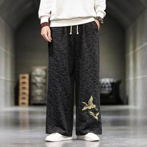 New Harajuku Mans Wied Leg Pants Embroidery Fashion Vintage Man Casual Jogging Pants Big Size Casual Loose Woman Trousers 5XL
