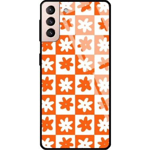 Gah flower orange Tempered Glass Cover For Samsung Galaxy S21 Ultra S20 FE S8 S9 S10 Plus Note 10 20 Case