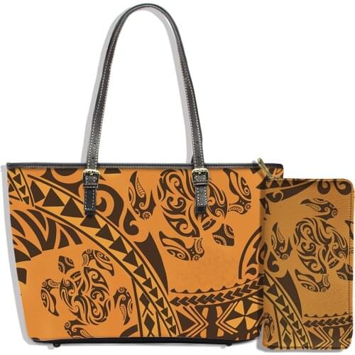 Flower Women Handbag & Purse Set Polynesian Plumeria Strips Women Luxury Shoulder Bag Wallets Set Female Tote Sac Free Dropship