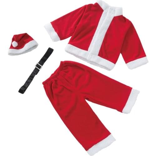 Kids Christmas Set Santa Claus Holiday Boys Girls Suits 2021 New Red Thicken Lamb Cashmere 2-2y Baby Outfit Children Clothing