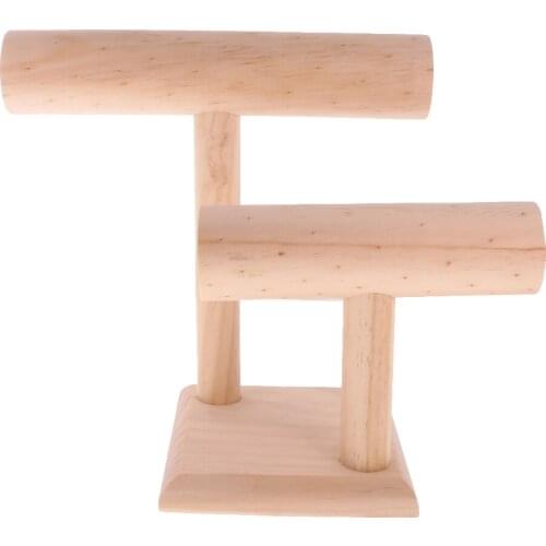 Solid Wooden 2-Tier Jewellery Display Stand, Unfihished Wood Necklace Jewelry
