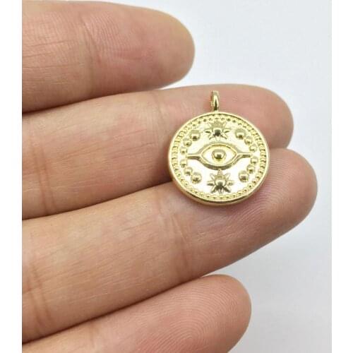 Eruifa 20pcs 12mm Nice Coin with Eyes Coin Zinc Alloy necklace,earring bracelet jewelry DIY handmade 2 colors