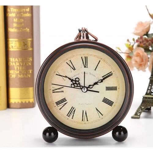 NOOLIM European Retro Student Small Alarm Clock Creative Bedside Clock Bedroom Minimalist Mute Clock Home Tabletop Decoration