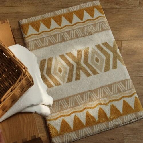 Geometric Bathroom Mat Fluffy Flocking Carpet Bath Tub Side Anti Slip Rug Floor Foot Pad Doormat Home Room Decor