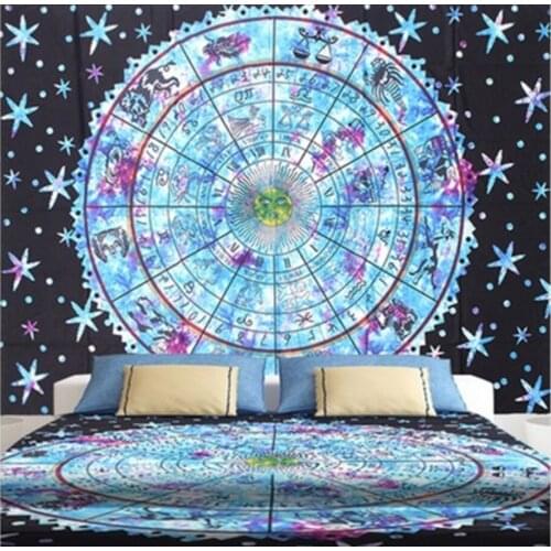 Astrology Indian Mandala Tapestries Wall Hanging Hippie Bedspread Beach Throw Towel Blanket Bohemian Tablecloth Room Dorm Decor