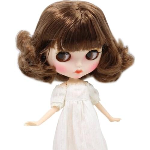 ICY DBS Blyth Doll For No.BL9158 Brown hair Carved lips Matte face with eyebrows Joint body 1/6 bjd