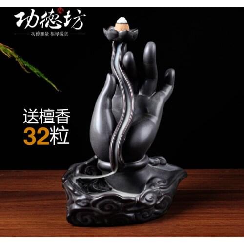 Lotus Buddha incense burner back ceramic creative gift-giving sandalwood incense at home sank furnace