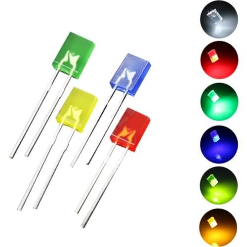 100pcs/lot 2x5x7 Square LED Emitting Diode Lamp White Red Green Blue Yellow Orange DIY Indicator