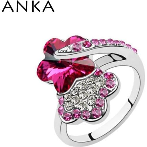 ANKA Hot Sale Flower Crystal Ring fashion Jewelry Christmas Gift Fashion With Rhodium Plated Crystals from Austria #76898