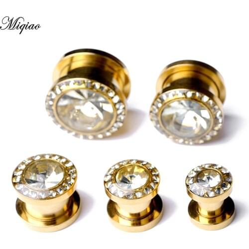 Miqiao Explosion new ear extension round golden stainless steel auricle 6mm-14mm body piercing jewelry Ear Plugs