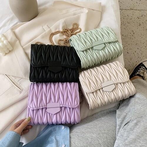 Fashion Trend Womens Bag New Female Shoulder Bag 2021 Pleated Messenger Bag PU Leather Handbag Lady Designer Crossbody Bags