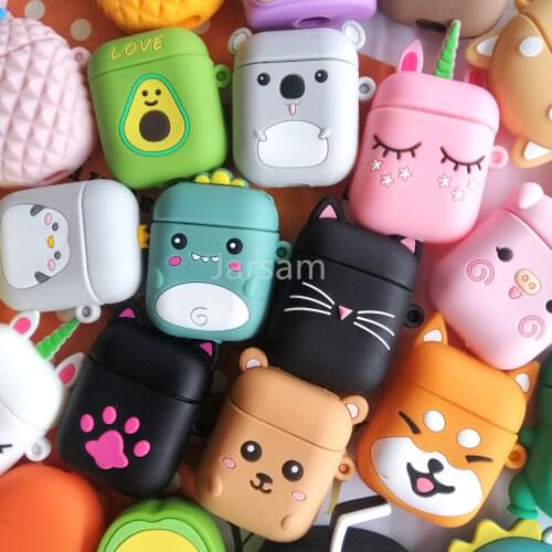 Cartoon Cute Earphone Case For AirPod 2 1 case Silicone Charging Headphones Case for airpods case Protective soft Cover new year