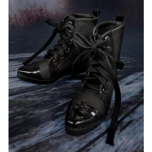 N01-X096 children handmade toy 1/3 1/4 Doll Accessories BJD/SD doll shoes Double leather stitching black strappy ankle boots