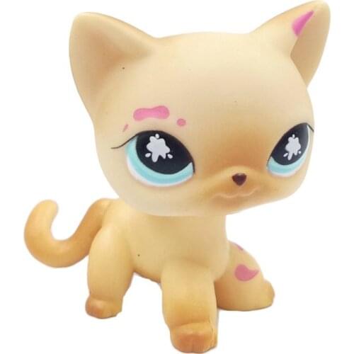 LPS CAT Real Original pet shop cute toys standing Short Hair Cat #816 Old Rare Yellow Kitty Girls Lovely Gifts
