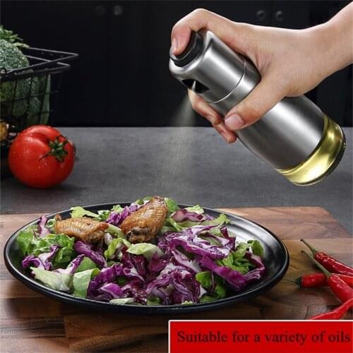 Stainless Steel Spray Bottle, BBQ Olive Oil Sprayer, Kitchen Push Type Atomized Oil Control Glass Oil Pot Bakery Accessories