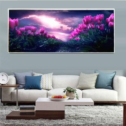 Brand new AB diamond embroidery lightning tulip 5d DIY diamond painting flower mosaic rhinestone home decoration