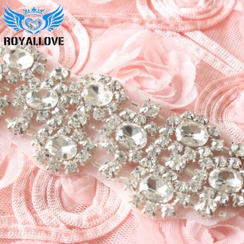 Wholesale wedding Blingbling glass stone rhinestone trimmings Applique patch for Wedding Bridal Crystal Sash belt trim 10 yard