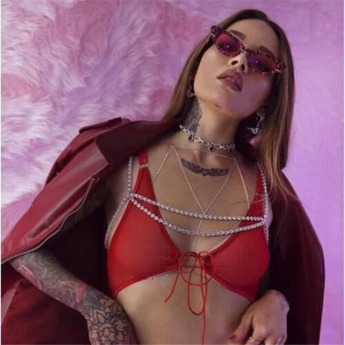 Simplicity Full Rhinestone Body Jewellery Woman Chain Bras Fashion Sexy Shining Bikini Trendy Geometric Charm Gift