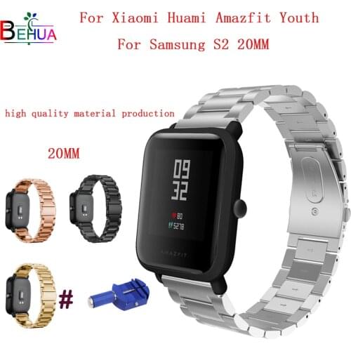 20MM Stainless Steel watchband for Xiaomi Huami Amazfit Youth Replacement Metal luxury WristBand for Samsung S2 Sport band 42mm