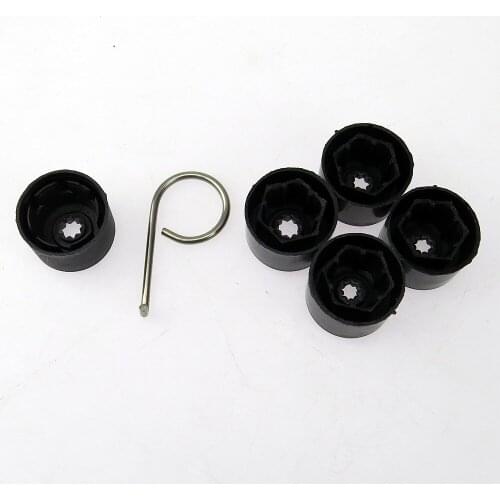 SCJYRXS 5 Pcs Chrome Wheel Lug Nut Cover Bolt Caps+Retractor Removal Tool 1K0601173 For Eos Bora Golf MK5 MK6 Passat B6 B7