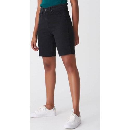 Addax Smoked Laser Cut Bermuda shorts, shorts, New season,fashion, style, Frequency, casual,jean,cotton