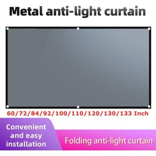 60/72/84/92/100/110/120/130/133Inch Foldable Projection Screen Metal Anti Light Curtain Home Outdoor Office HD Projection Screen