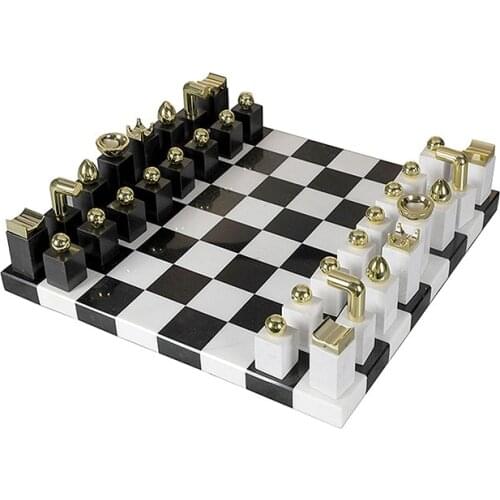 Modern minimalist marble chess decoration black and white chessboard study coffee table desktop decoration model room
