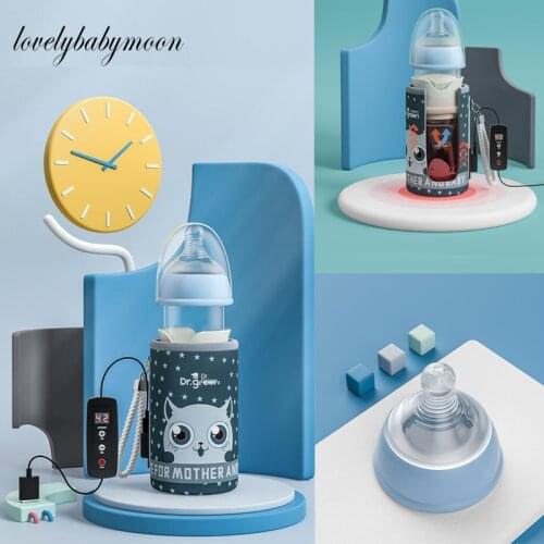 USB Insulation Baby Bottle Warmer Glass Wide Mouth PPSU Drop Resistant Constant Temperature Quick Flush Milk Cute Water bottle
