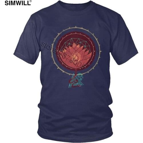 Vintage Red Lotus Tees Men Cotton Nymphaea Nelumbo Indian Flower T Shirts Short Sleeves T-Shirts Classic Tshirt Slim Fit Tops