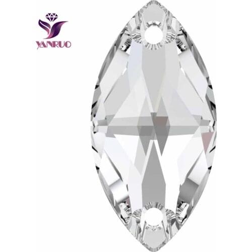 YANRUO Top 3223 Navette Clean Crystal Sew on Rhinestones Horse eye Beads Sewing Rhinestones Sewn Glass
