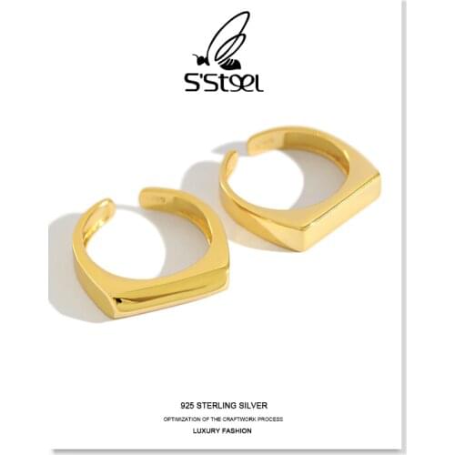 Ins Minimalist Geometry 925 Sterling Silver Rings For Women Resizable Handmade Bijoux Argent 925 Massif Pour Femme Jewellery