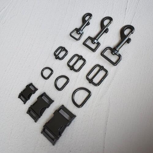 10 Sets 15/20/25mm Metal D Ring Adjuter Strap Buckle Slider Adjustment Buckle For Pet Dog Collar Necklace Handmade Black