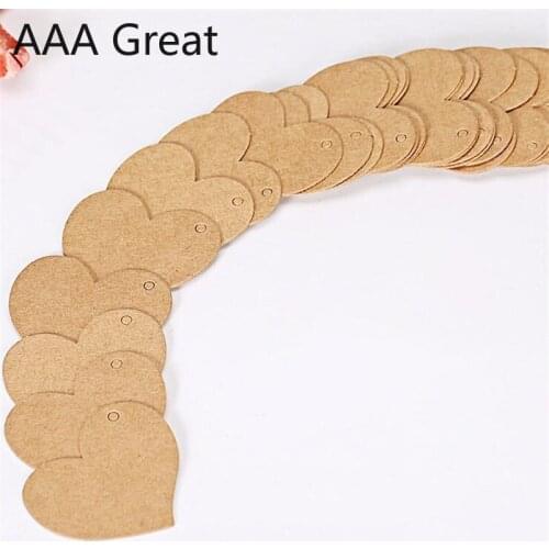 100Pcs/Lot DIY Kraft Love Heart Shape Hang Tag Party Decor Paper Cards Gifts Tags Craft Paper Brown Packaging Card New