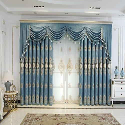 2021 European Style Light Luxury Noble Lightning Tattoo Flower Curtains for Living Room Bedroom Blackout Curtains Customization