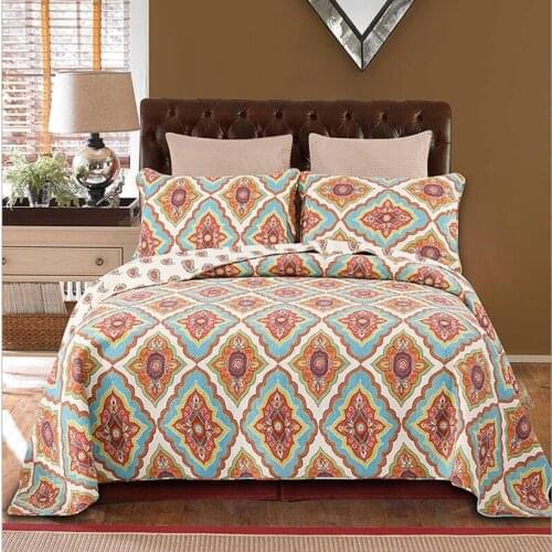 3pcs Holy printing Bed cover Sunshine coloured drawing Bedspread Double bed Bedding set Modernism Quilt Quilting Blanket