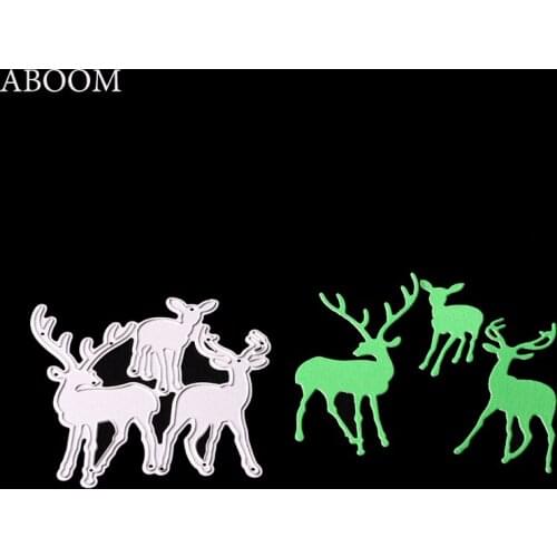 ABOOM 3PCS/Lot Christmas Deer Metal Cutting Dies Stencils For Scrapbooking Craft DIY Photo Album Decorative Embossing Die Cut