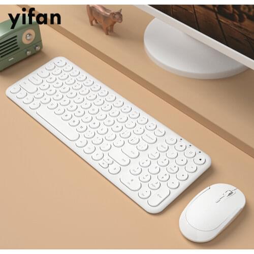 B.O.W Rechargeable USB Keyboard and Mouse, 2.4G Wireless Round KB for Computer / Desktop / PC / Laptop / Surface / Windows OS