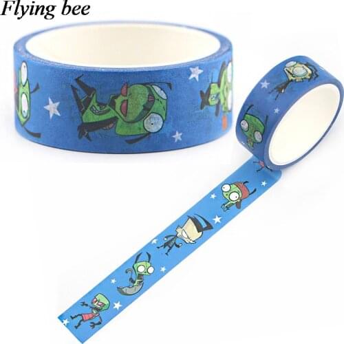 Flyingbee 15mmX5m Paper cartoon Washi Tape Creative theme Adhesive Tape DIY Scrapbooking Sticker Label Masking Tape X0612