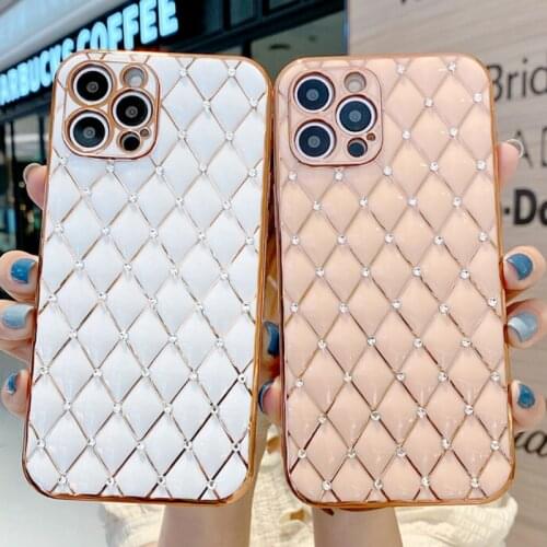 XR Case Luxury Glitter Diamond CC Style Plated Case for iPhone 11 12 Pro Max X XS SE 2020 Silicone Bling Gold Plating 7 8 Plus