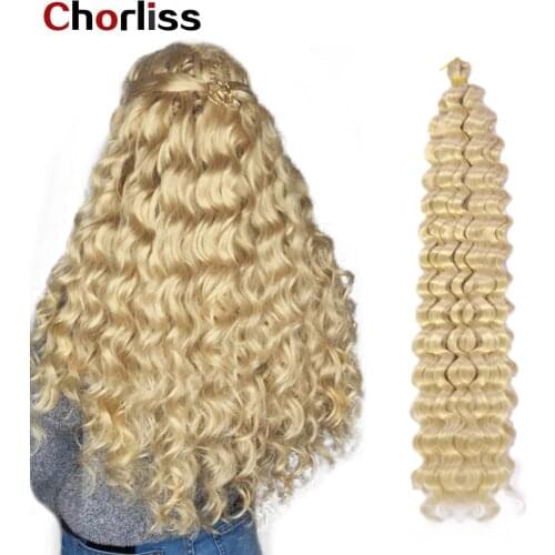 Deep Wave Hair Synthetic Braids 22 28 Inch Pre Stretch Crochet Hair Extensions Ombre For Women Blonde Golden Black Chorliss