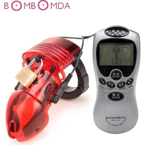Electro Shock Penis Vibrator For Men Cock Cage Male Chastity Device Penis Stimulate Bondage Massager Sex Toys for Men Masturbat