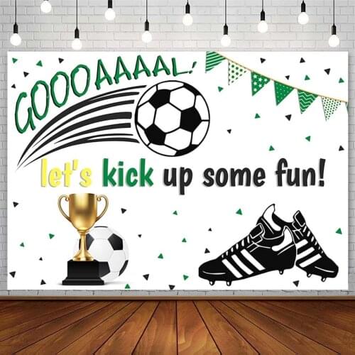Soccer Invitation Backdrops Boy Birthday Decor Trophy Sneakers Green Banner Photography Backgrounds Photo Studio Photozone Props