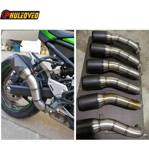 Titanium Alloy Z900 2012-2021 Motorcycle Exhaust Muffler Slip-on Link Pipe Carbon Fiber Muffler Exhaust Leak Mid Pipe for Z 900