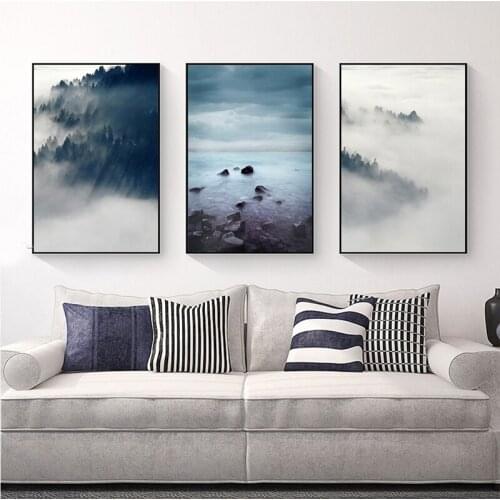 GOODECOR Nordic Decoration Forest Lanscape Wall Art Canvas Poster and Print Canvas Painting Wall Picture for Living Room