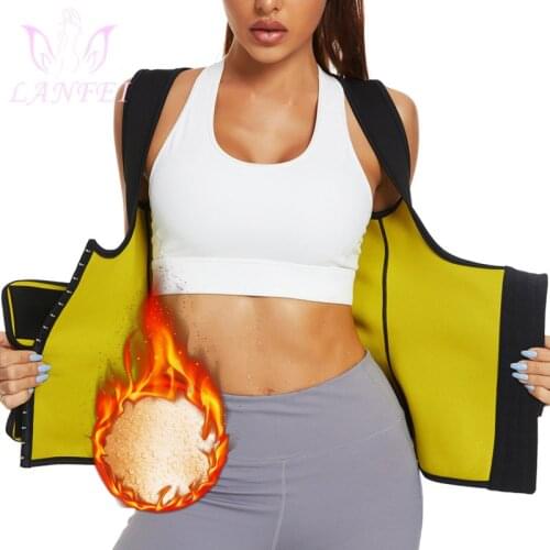 LANFEI Sweat Sauna Gaine Amincissante Femme Compression Shirt Women Waist Trainer Shaper Slimming Belly Tummy Fajas Zipper Tops