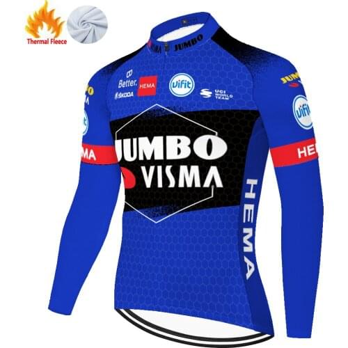 2021 JUMBO VISMA Winter Thermal Fleece Maglia Camiseta Mayots Ropa Invierno Hombre Jersey Camisa Ciclismo Masculina Maillot