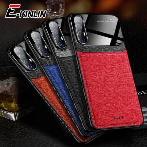 Leather Cover For OPPO Find X3 X2 F19 Pro Neo Lite Luxury Silicone Shockproof Glass Mirror Back Phone Case